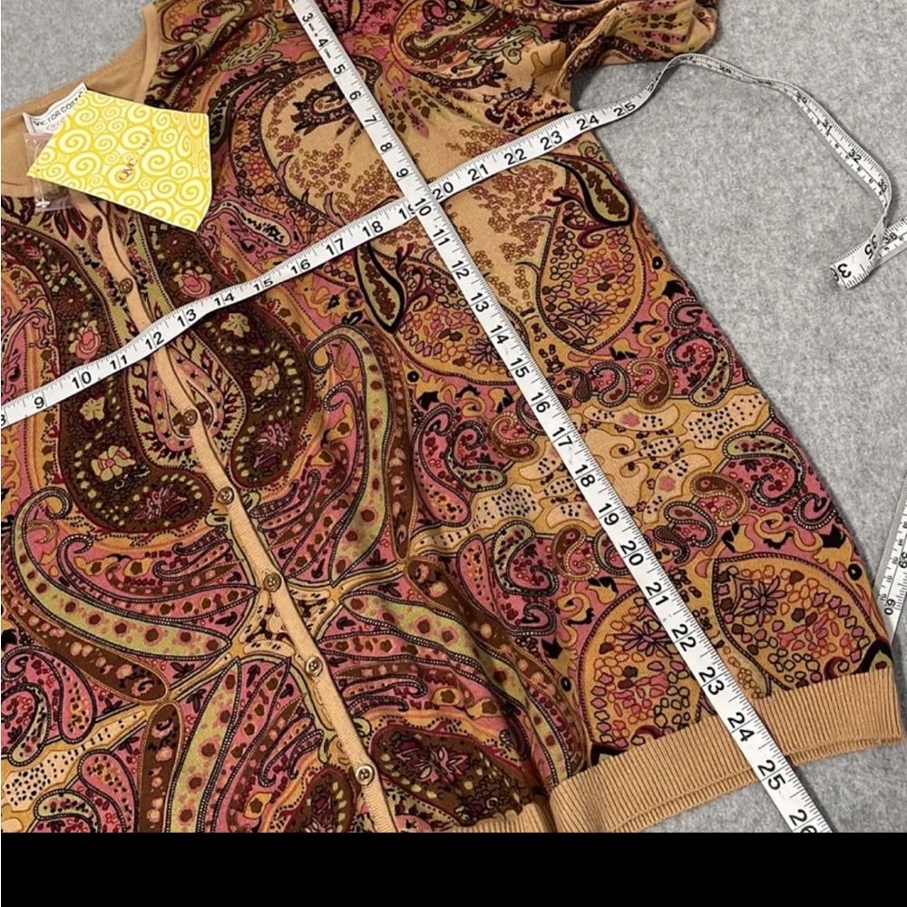QVC Paisley Cardigan Sweater Womens 2X Button Preppy Academia Grandma Fall - Picture 4 of 8